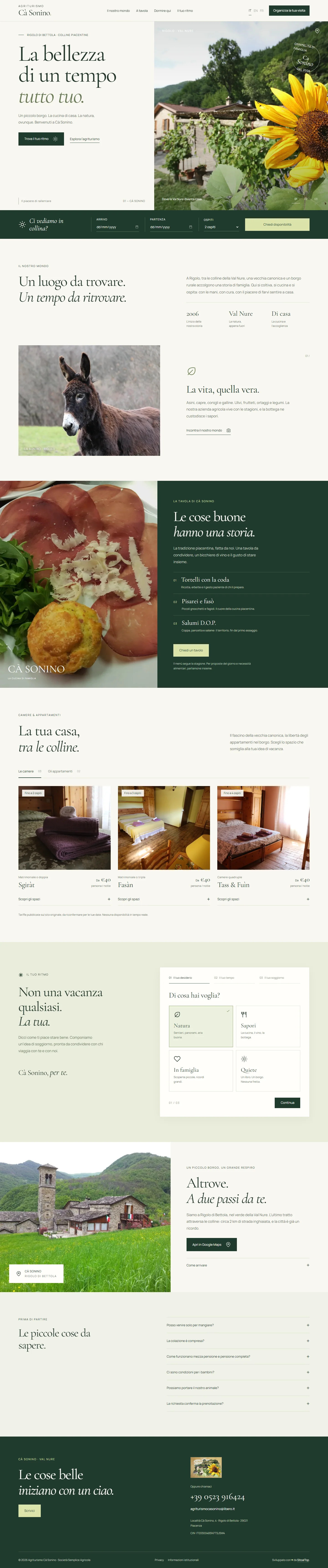 Schermata della home page del progetto Agriturismo Cà Sonino