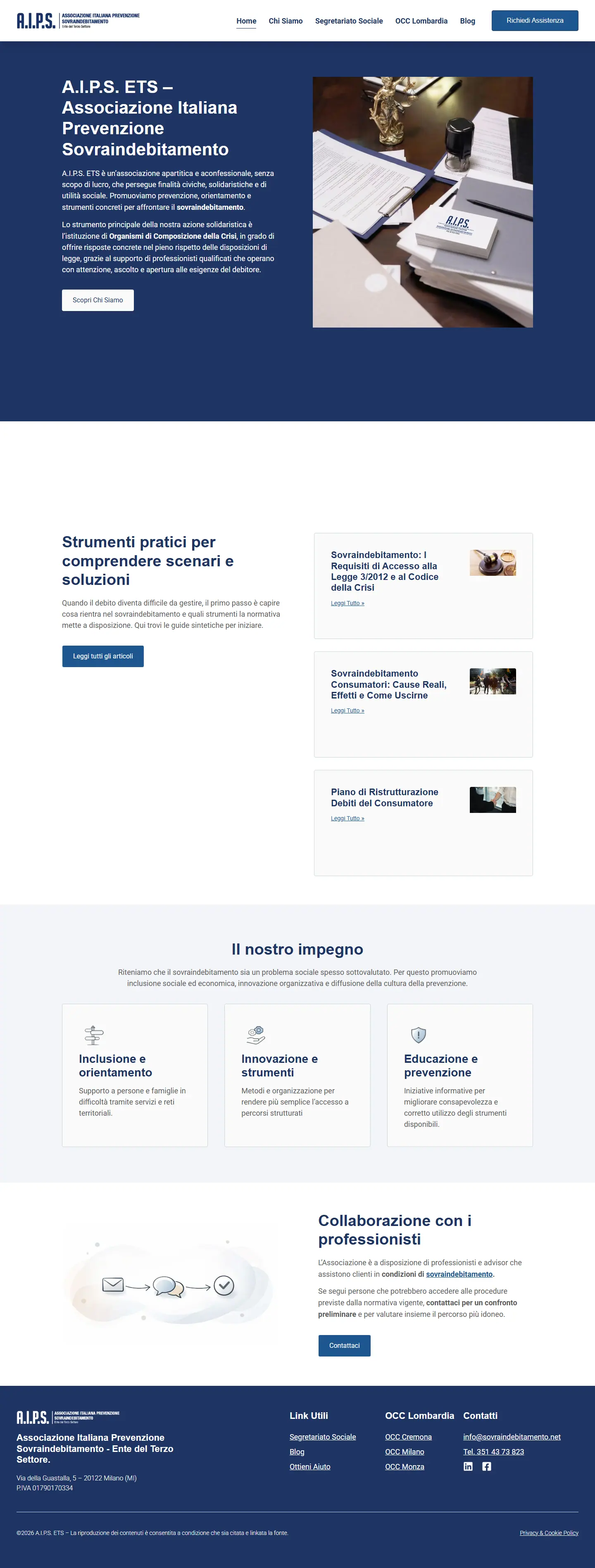 Schermata della home page del progetto AIPS