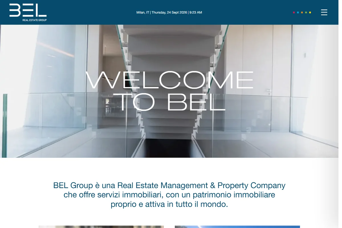 Schermata della home page del progetto BEL Real Estate Group