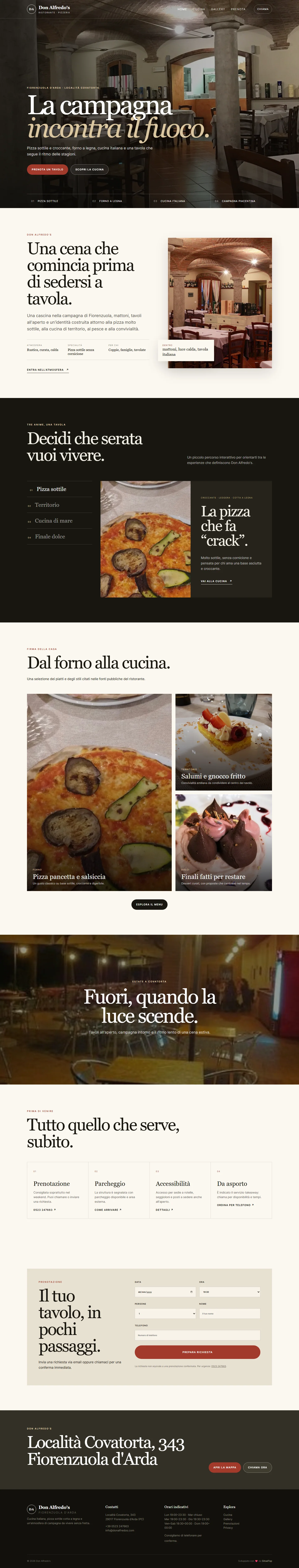 Schermata della home page del progetto Don Alfredo’s
