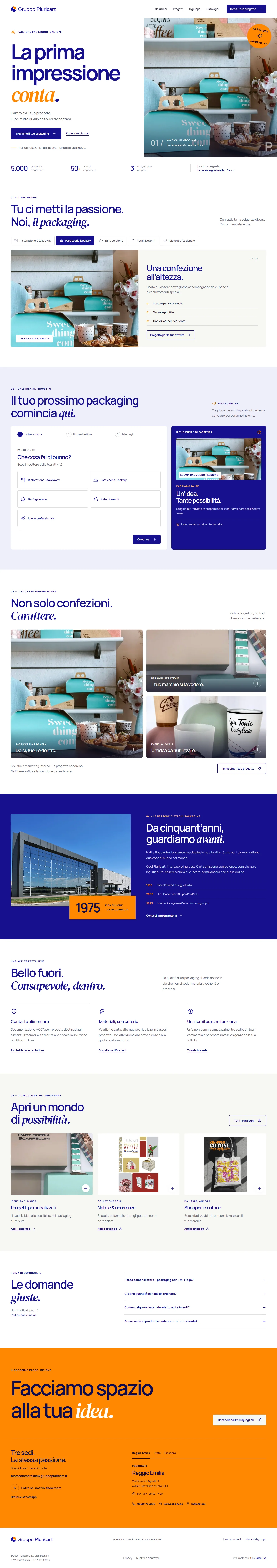 Schermata della home page del progetto Gruppo Pluricart
