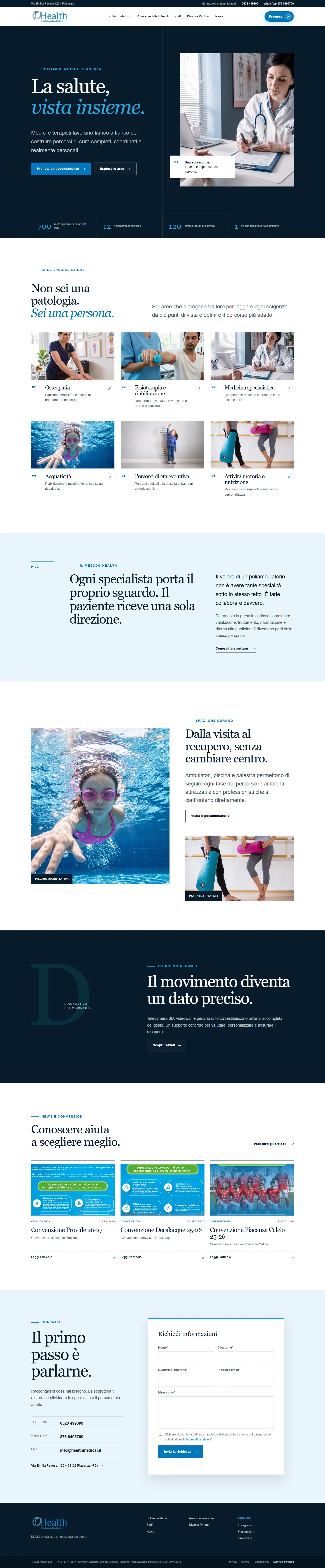 Schermata della home page del progetto Health Medical