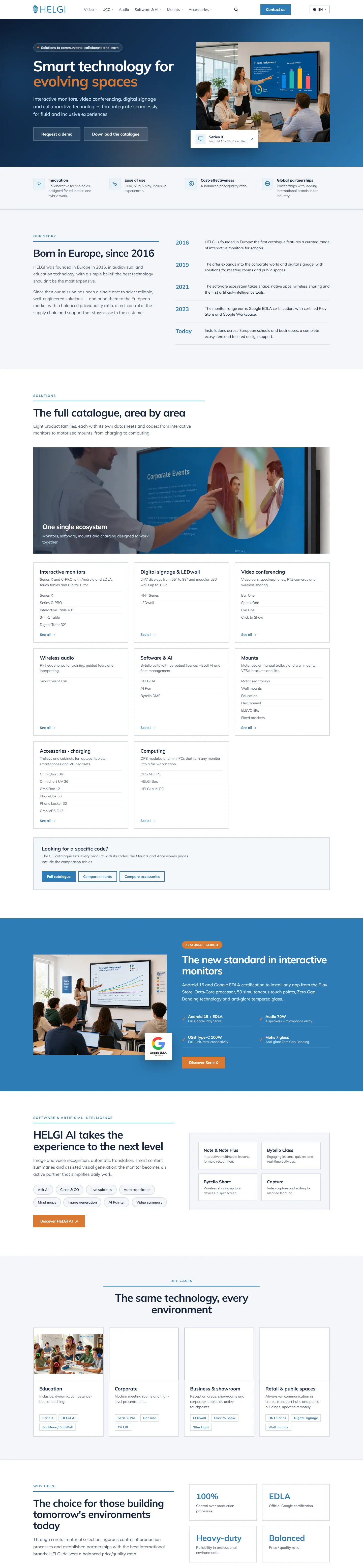 Schermata della home page del progetto Helgi Europe