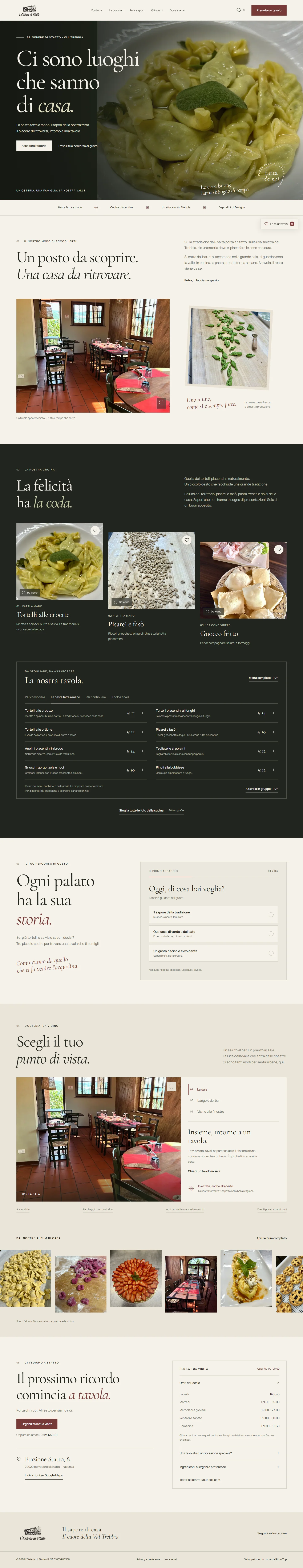 Schermata della home page del progetto L’Osteria di Statto