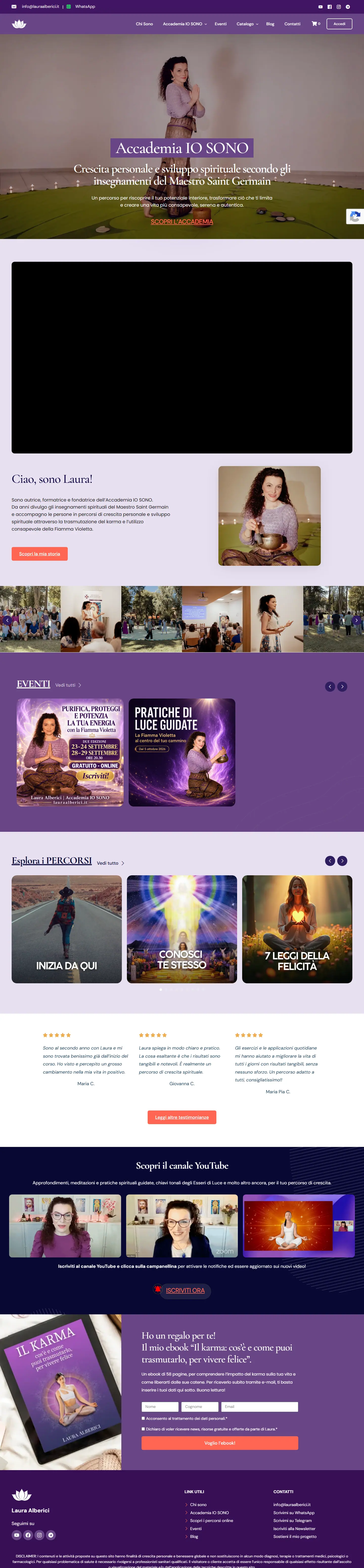 Schermata della home page del progetto Laura Alberici