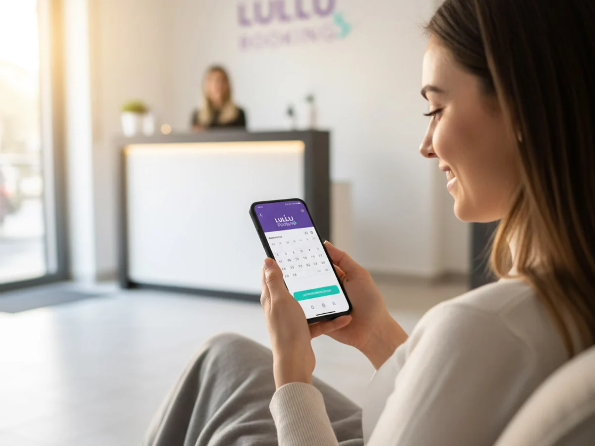 Visual promozionale Luluu: prenotazione da smartphone in un salone beauty