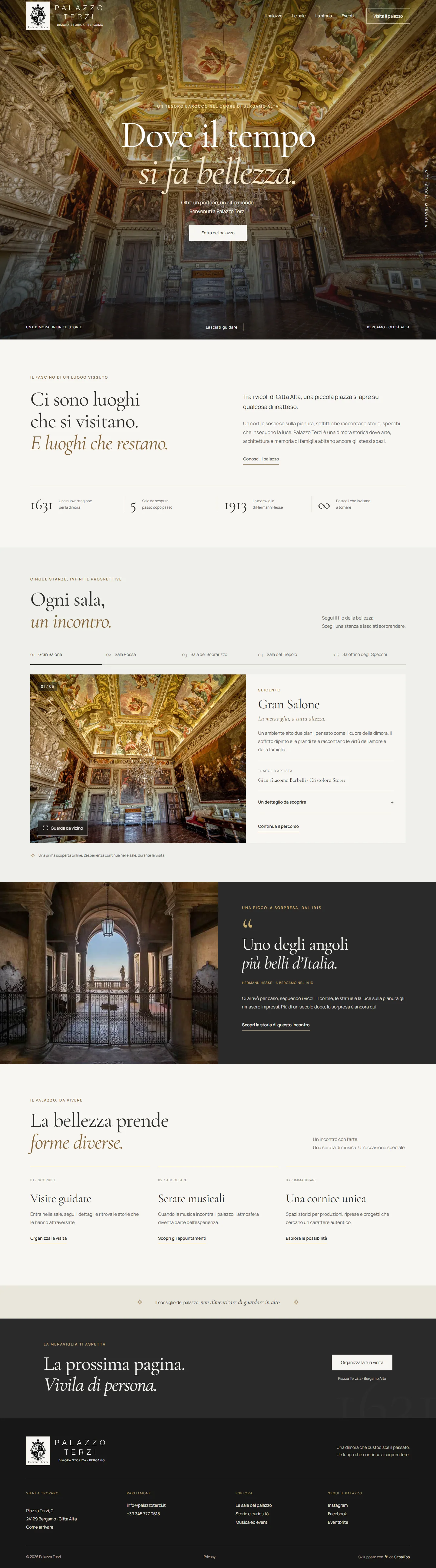 Schermata della home page del progetto Palazzo Terzi